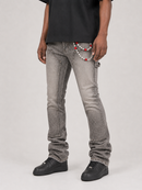 Kind Red 'Carpenter Rhinestone' Stacked Pants (Grey) KD2213