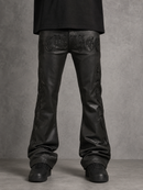KDNK Embroidery Waxed Flare Pants In Black KNB3490