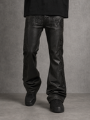 KDNK Embroidery Waxed Flare Pants In Black KNB3490