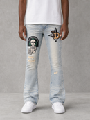 KDNK ‘Patch & Print’ Flared Pants (Blue) KND4822