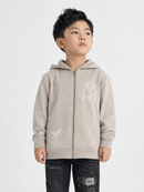 Highly Undrtd Kids 'Above All' Rhinestone Zip Up Hoodie (Beige) UF5604K