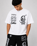 White Cookies Draft Day SS Box Knit T-Shirt, casual tee with a relaxed fit and stylish design, front view.