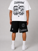 Cookies Draft Day SS Box Knit T-Shirt in white, styled on a model, showcasing a casual fit and logo detail.