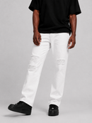 Copper Rivet Men's Rip Detail Relax Fit Denim Pants In White 513217