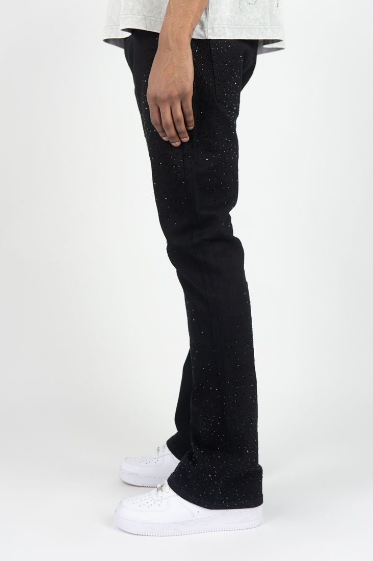 Roar Denim 'Rhinestone' Stacked Flare Denim (Jet Black) G52-679