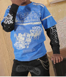 Elite Denim Kids 'Riches' Embellished Thermal Tee in Blue
