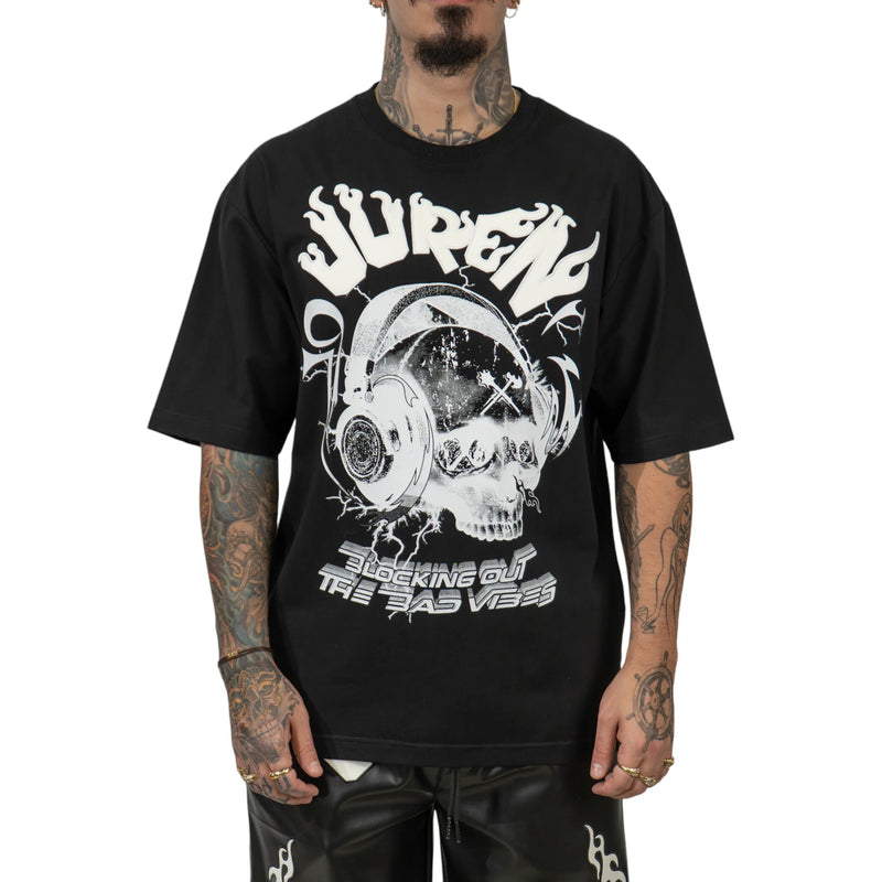 Juren 'Blocking Out The Bad Vibes' T-Shirt (Black) - FRESH N FITTED
