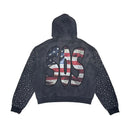 Rare Peace 'SOS' Oversized Rhinestone Cropped Hoodie (Dark Grey) RK5032 - FRESH N FITTED