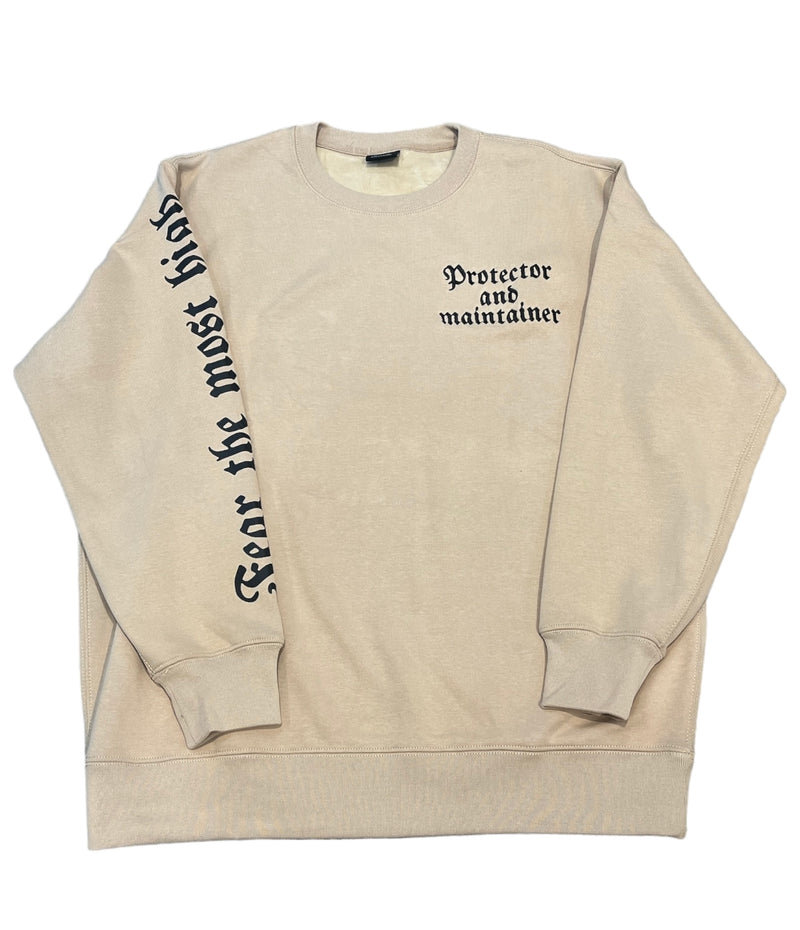 Protector and Maintainer 'Fear The Most High' Crewneck (Khaki) - FRESH N FITTED