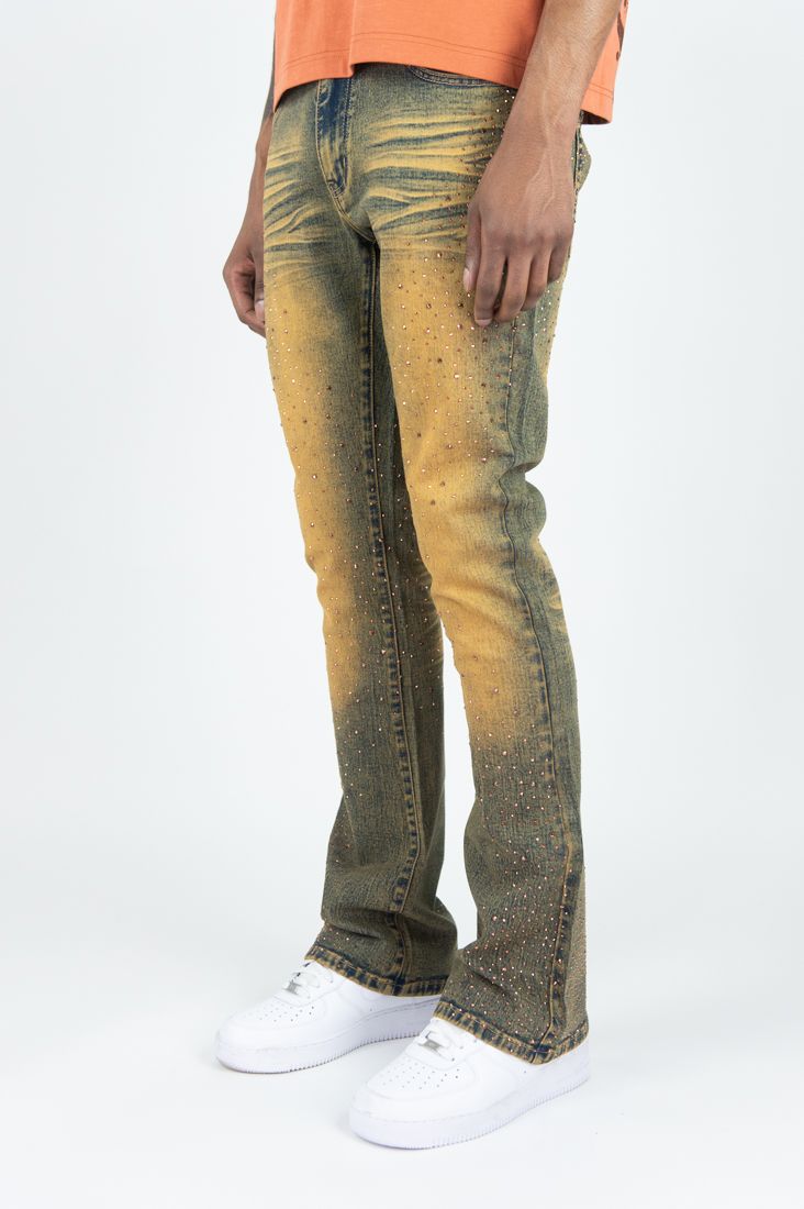 Roar Denim 'Rhinestone' Stacked Flare Denim (Rust) G52-669