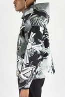 Rebel Minds 'Cross Angel' Rhinestone Tapestry Hoodie (Black) 152-338