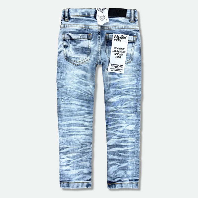 Evolution Kids 'Wild Tiger' Distressed Ripple Denim (Ice Blue) EV-33319/LK
