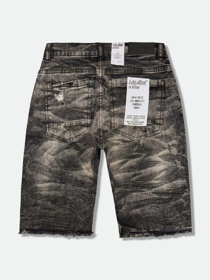 Evolution 'Wild Tiger' Denim Shorts (Washed Black) EV-22278