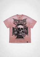 First Row Steel Angels silver pink T-shirt with graphic print, casual crew neck tee for a stylish, modern look.