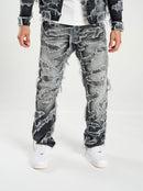 Taker 'Distressed Pattern' Slim Straight Denim (Black Wash) T4032