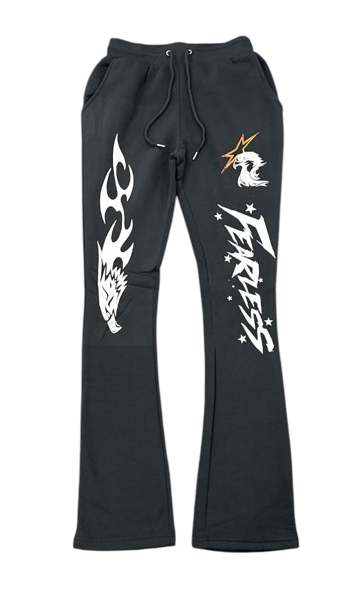 Black Pike 'Fearless' Stacked Joggers (Black) FB3460 - FRESH N FITTED
