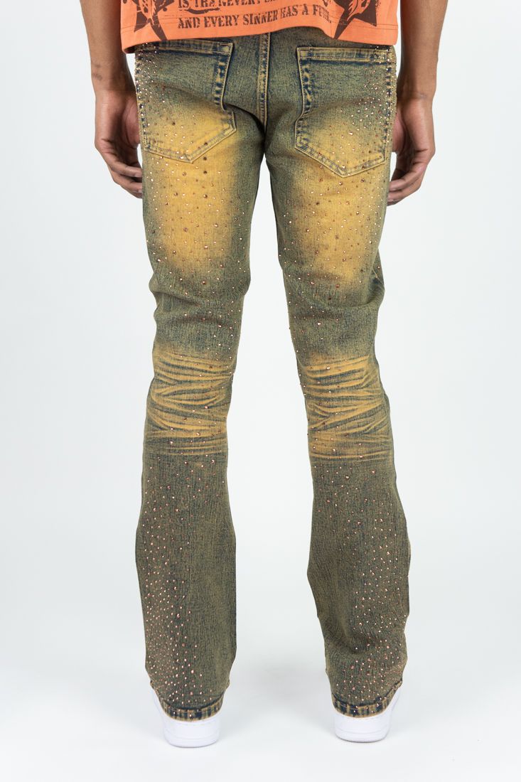 Roar Denim 'Rhinestone' Stacked Flare Denim (Rust) G52-669