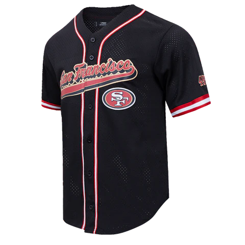 San Francisco 49ers 'Script Tail' Button Down Shirt (Black) - FRESH N FITTED