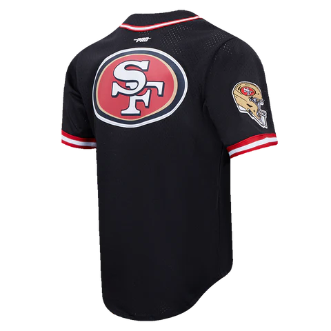 San Francisco 49ers 'Script Tail' Button Down Shirt (Black) - FRESH N FITTED