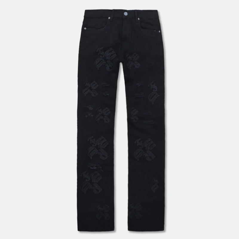 FWRD 'EMB' Stacked Denim (Jet Black) FW-330068A