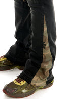 KDNK Camo Skinny Flare Denim KND4594 (Black) - FRESH N FITTED
