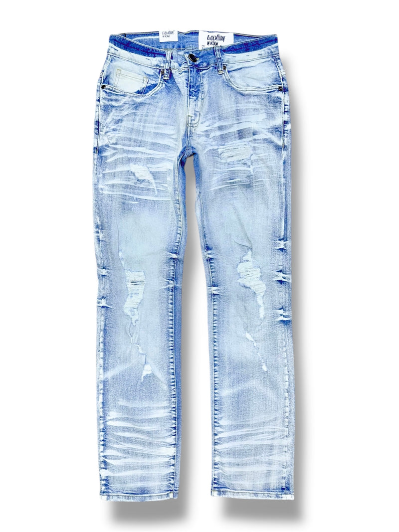 Evolution 'Marked' Slim Straight Denim (Ice Blue) EV-330245 - FRESH N FITTED