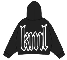 KML 'LOGO’ Cropped Hoodie (Black) - FRESH N FITTED