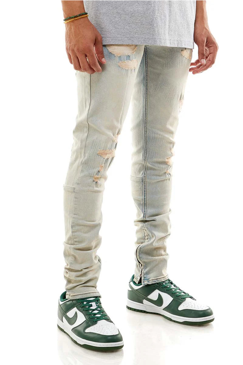 KDNK All-Over Stitch Ankle Zip Denim (VT. LT Blue) KND4193 - FRESH N FITTED