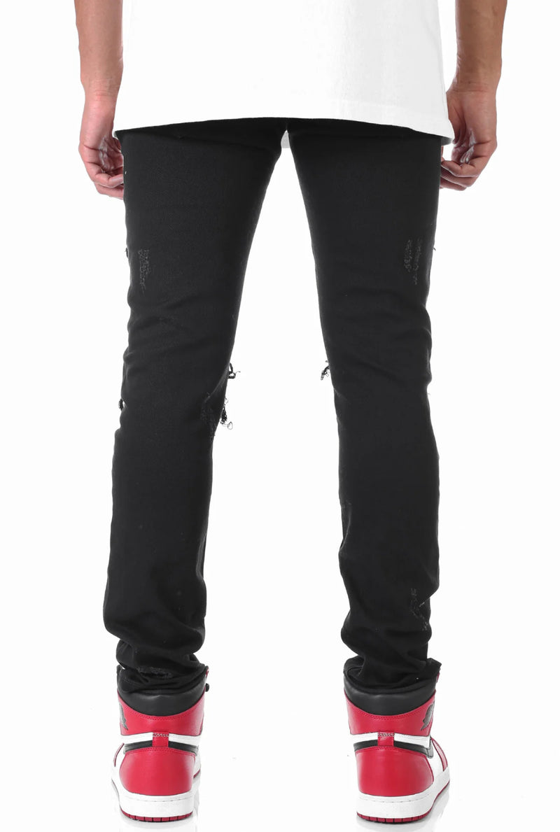 KDNK Paisley Moto Denim KNB3191 (Black) - FRESH N FITTED