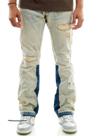 KDNK Rip Repaired Flare Denim KND4512 (T.Blue) - FRESH N FITTED