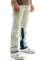 KDNK Rip Repaired Flare Denim KND4512 (T.Blue) - FRESH N FITTED