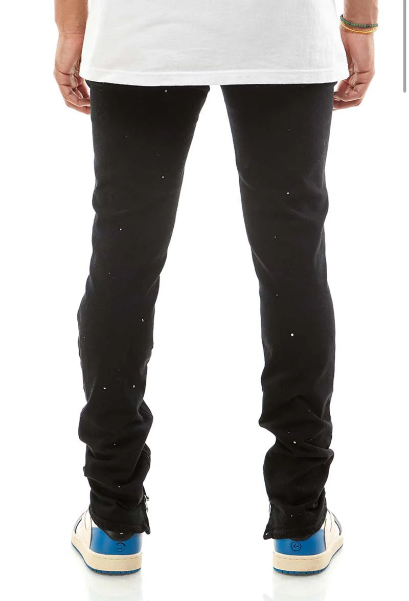 KDNK Paint Splatter Destroyed Ankle Zip Denim (Black) KND4194 - FRESH N FITTED
