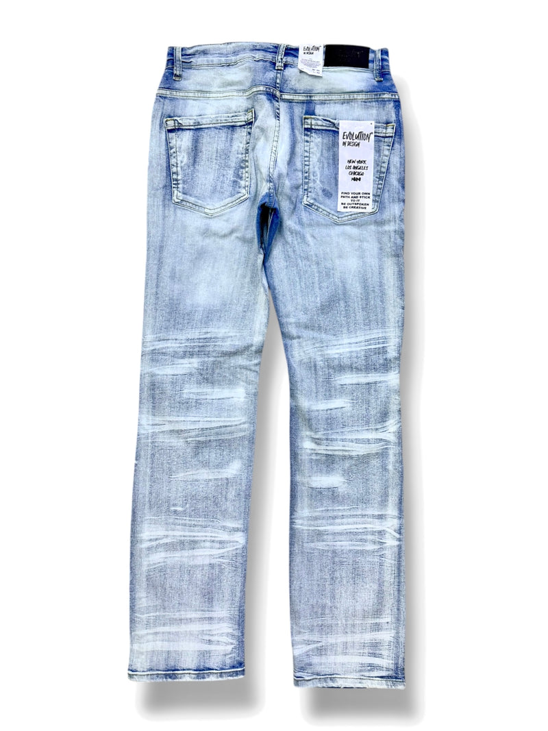 Evolution 'Marked' Slim Straight Denim (Ice Blue) EV-330245 - FRESH N FITTED