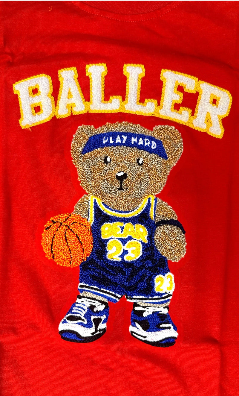 FWRD Kids 'Baller Bear' T-Shirt (Red) FW-180476 - FRESH N FITTED