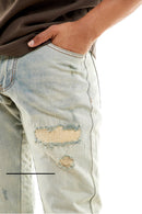 KDNK Rip Repaired Flare Denim KND4512 (T.Blue) - FRESH N FITTED