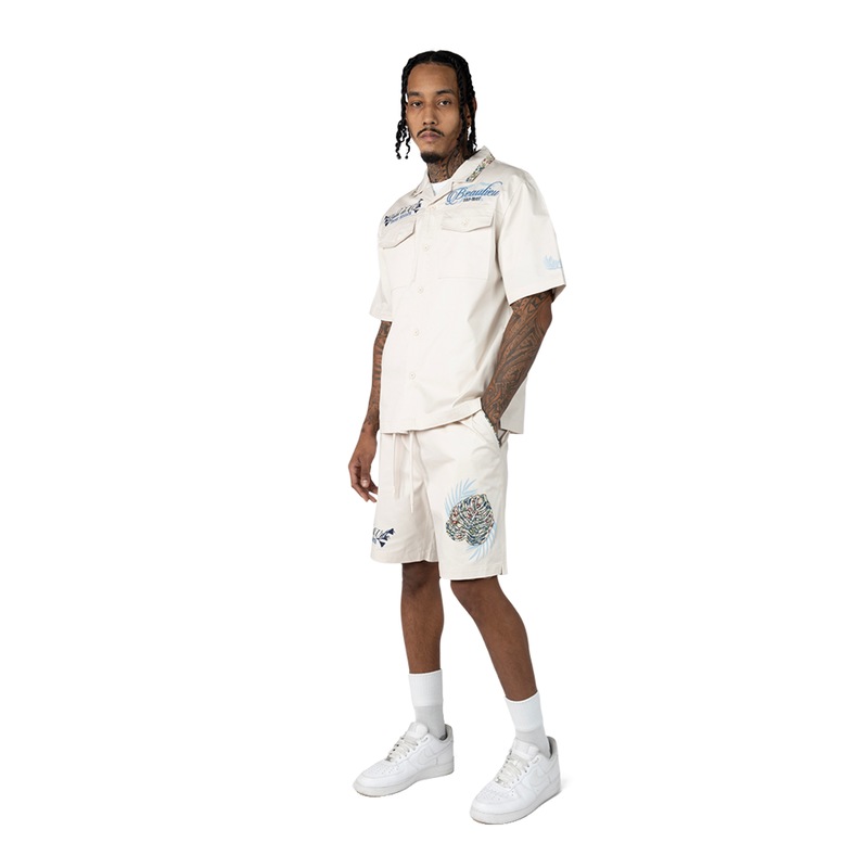 Smoke Rise 'Coeur Riviera' Twill Shorts (Chalk) WS25295 - FRESH N FITTED