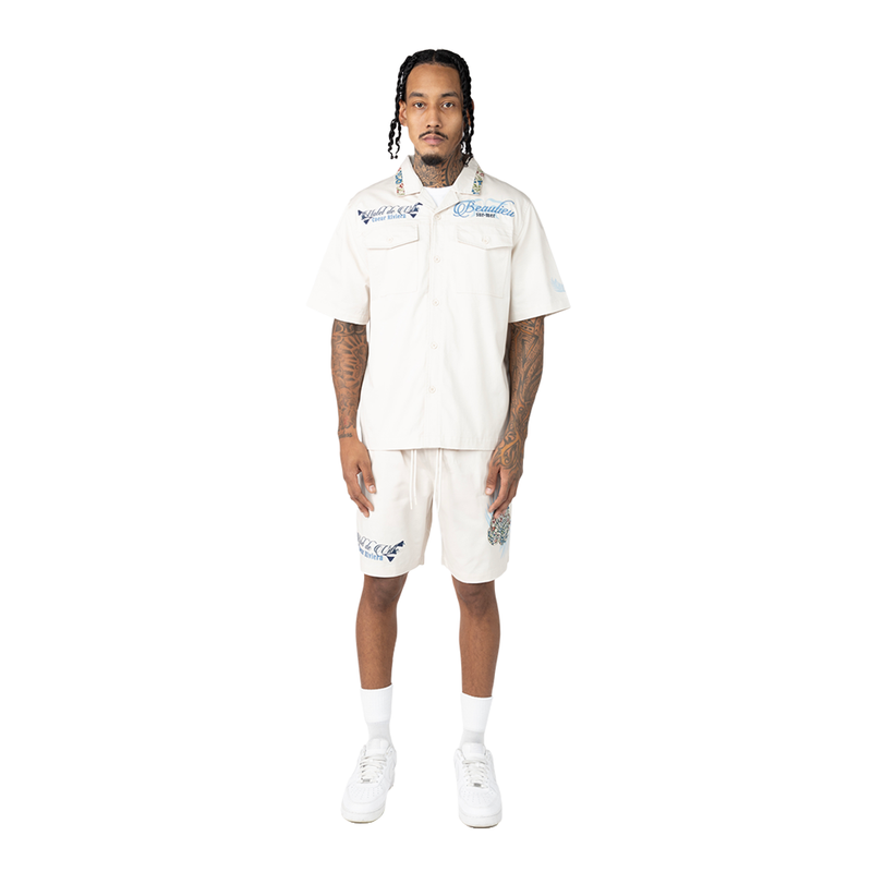 Smoke Rise 'Coeur Riviera' Twill Shorts (Chalk) WS25295 - FRESH N FITTED