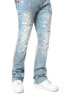 Smoke Rise 'Vintage Washed' Stacked Flare Denim (Adonis Blue) JP24702 - FRESH N FITTED