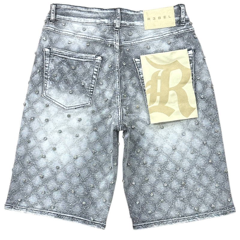 Rebel Denim 'Lux Diamond' Denim Shorts (Grey) 651-930 - FRESH N FITTED