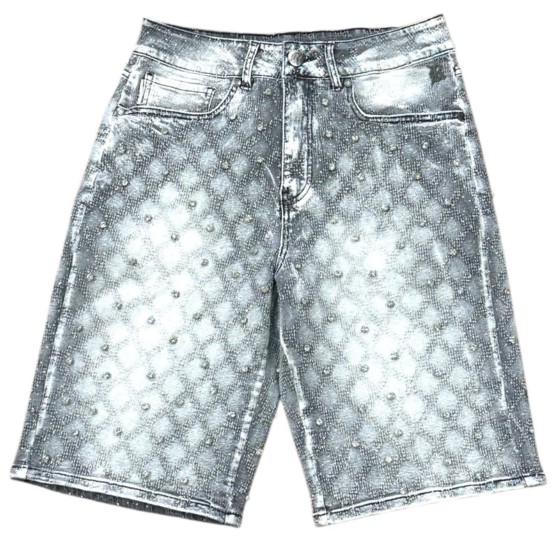 Rebel Denim 'Lux Diamond' Denim Shorts (Grey) 651-930 - FRESH N FITTED