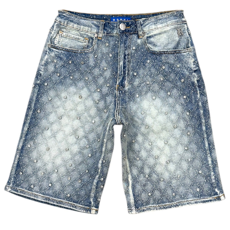 Rebel Denim 'Lux Diamond' Denim Shorts (Med Indigo) 651-930 - FRESH N FITTED
