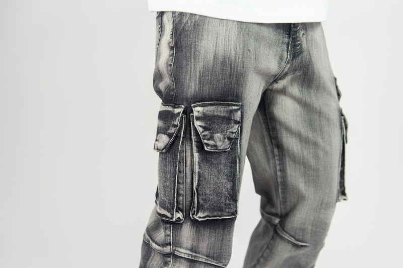 Rebel Minds 'Relaxed Cargo' Denim (Washed Grey) 642-642 - FRESH N FITTED