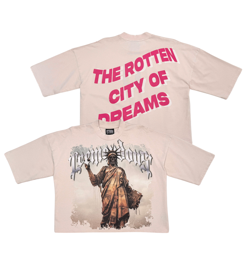 Stray 'Rotten City Of Dreams' Cropped T-Shirt (Bone) ST1374 - FRESH N FITTED