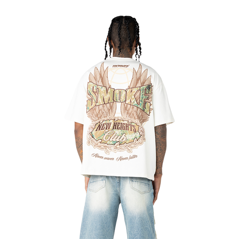 Smoke Rise 'New Heights Club' Tapestry Shirt (Chalk) KT25278 - FRESH N FITTED