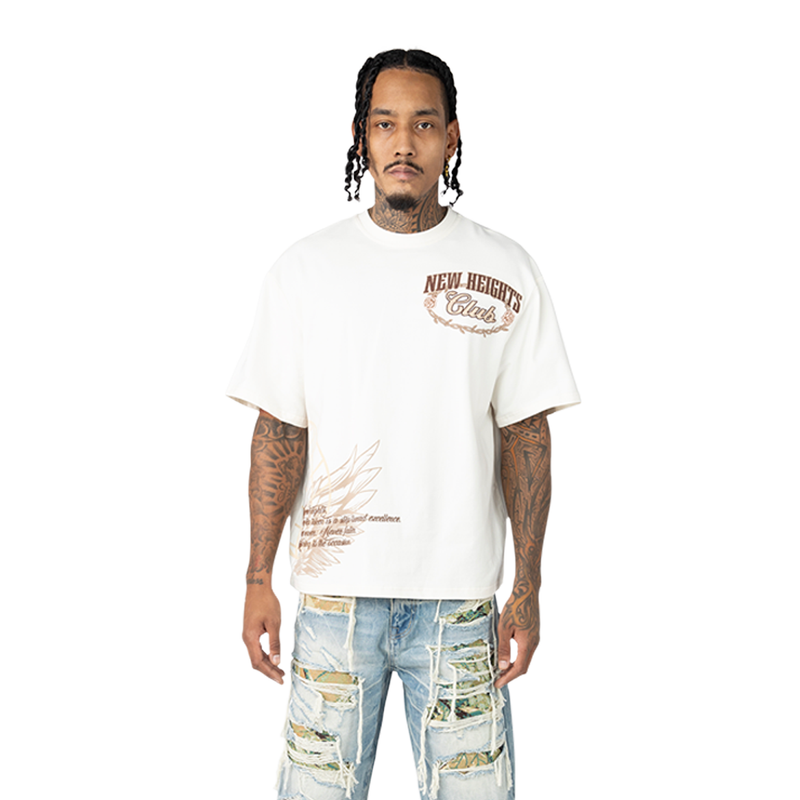 Smoke Rise 'New Heights Club' Tapestry Shirt (Chalk) KT25278 - FRESH N FITTED