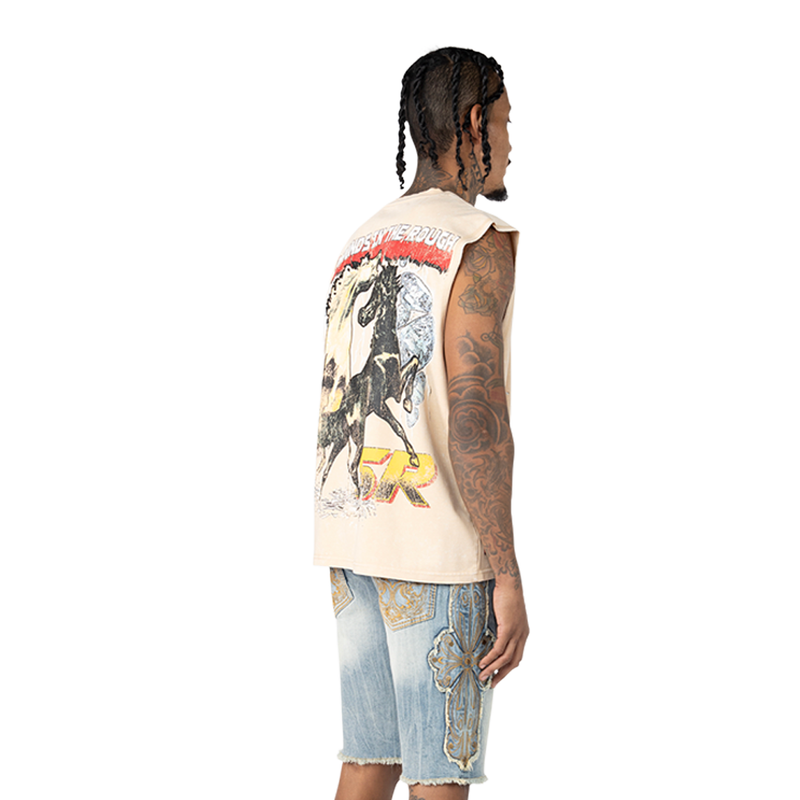 Smoke Rise 'Rhinestone Killer Life' Muscle Shirt (Clay) KT25274 - FRESH N FITTED