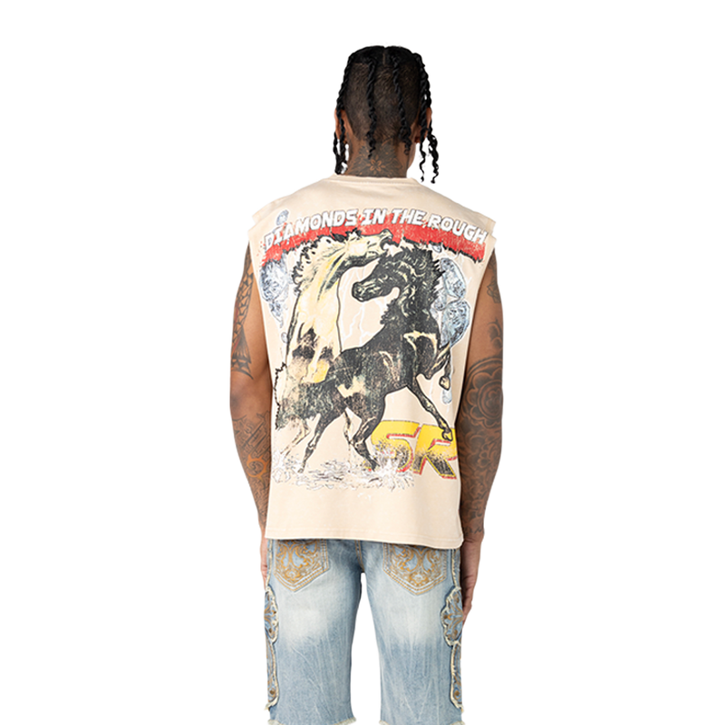 Smoke Rise 'Rhinestone Killer Life' Muscle Shirt (Clay) KT25274 - FRESH N FITTED