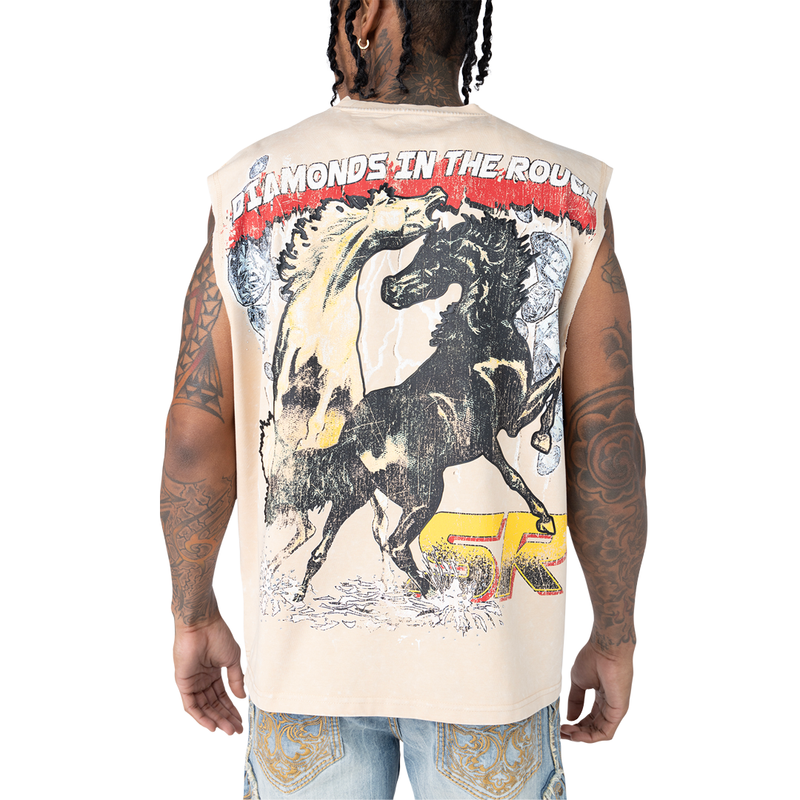 Smoke Rise 'Rhinestone Killer Life' Muscle Shirt (Clay) KT25274 - FRESH N FITTED