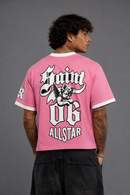 Rebel Minds 'Saint Chenille Ringer' T-Shirt in Pink