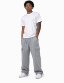 PRO CLUB Heavy Fleece Cargo Long Sweatpants (Heather Gray) 162H.Gray - FRESH N FITTED